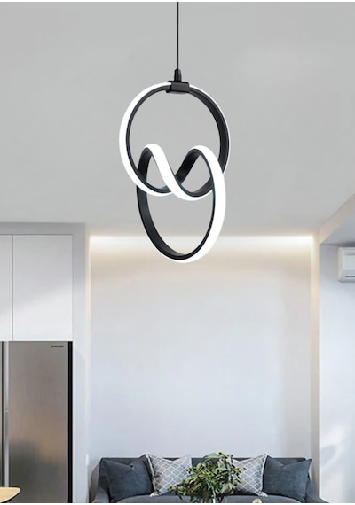Zen Sarkıt Led Avize - Oturma Odası, Salon, Mutfak Uyumlu Ledli Avize Siyah