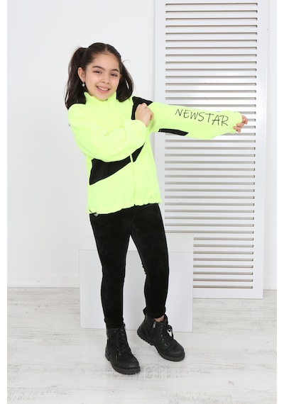 Toontoy Kız Çocuk Dik Yaka Fermuarlı Renk Bloklu Reglan Kol Polar Hırka - Beli Ayarlanabilir Lastikli Sarı Toontoy Kız Çocuk Dik Yaka Fermuarlı Renk Bloklu Reglan Kol Polar Hırka - Beli Ayarlanabilir Lastikli Sarı