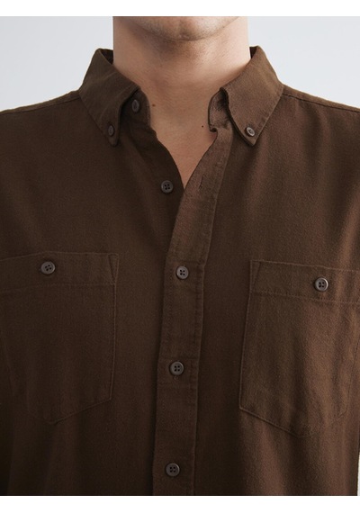 Lcwaıkıkı Classic Kahverengi Regular Fit Uzun Kollu Gabardin Erkek Gömlek