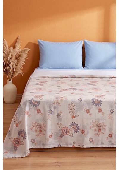 Canlı Çiçek Desenli Çift Kişilik Baskılı Pike & Yatak Örtüsü 200x230 Cm Çok Renkli