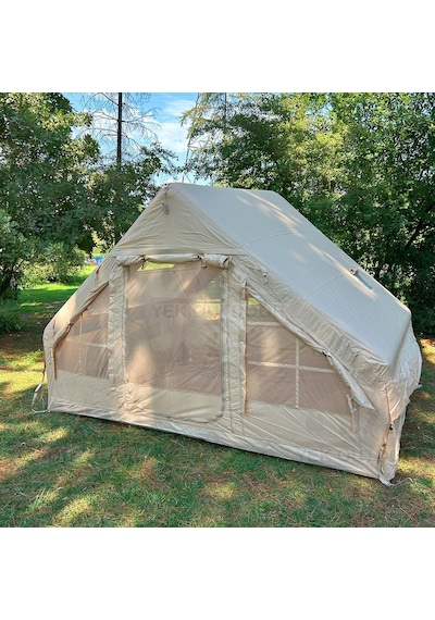 Yek Outdoor 210d Oxford 6 Kişilik 4 Mevsim Soba Çıkışlı Şişme Kamp Çadırı Pompalı, 210x300x190 Cm Krem
