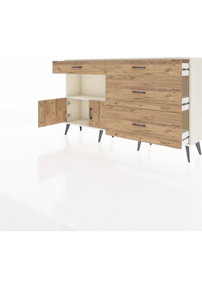 Arges Konsol Tek Raflı 4 Çekmeceli 2 Kapaklı 176x30x99 Aytaşı-çam Aytaşı-çam