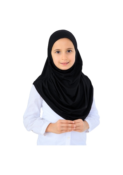 Modish Group Kız Çocuk Hazır Başörtüsü Pratik Penye Şal Tesettür Giyim Siyah