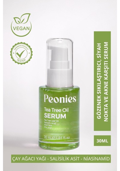 Peonies Tea Tree Oil Serum Çay Ağacı Yağı Niasinamid Aloe Vera Pantenol Salisilik Asit Ve Zinc Pca