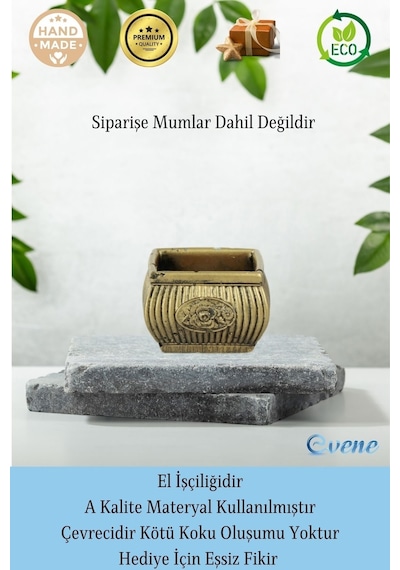 Mumluk Şamdan 3 Adet Tealight Uyumlu Üçlü Mini Çizgili Çiçekli Model - Altın Eskitme
