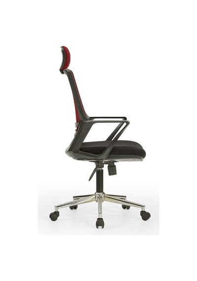 Arya1 Bilgisayar Koltuğu - Ofis - Müdür - Büro - Çalışma Sandalyesi Bordo Siyah Renk Krom Ayaklı Bordo Siyah