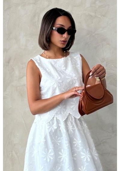 Verymoda Nakışlı Kolsuz Bluz D2872 Krem