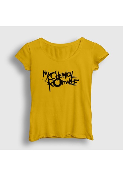 Presmono Kadın Logo My Chemical Romance T-shirt Sarı