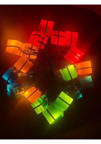 4 Metre 20 Led Pilli 2 Kademeli Hediye Kutusu Led Işık Sarı