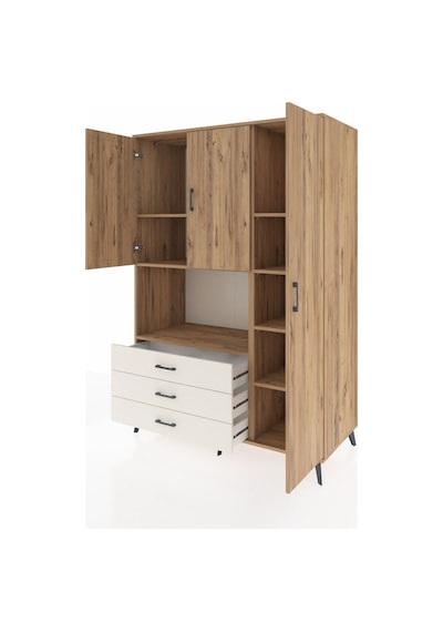Kronos Dolap 7 Raflı 3 Çekmeceli 3 Kapaklı 132x59x195 Çam-çam... Çam