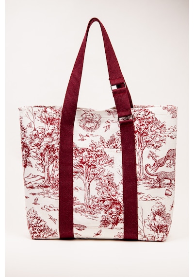 Fabric Craft Bag Plaj Çantası Kadın Omuz Çantası Duck Kumaş İçi Astarlı Mıknatıslı 50x43 Cm Kırmızı