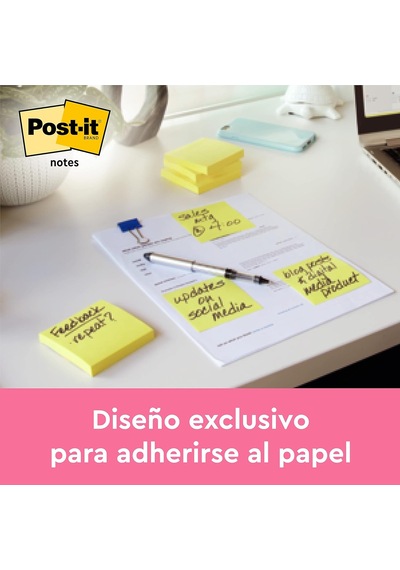 Kendinden Yapışkanlı Not Notes Promosyon, Cam Göbeği, Macenta, Sarı 76x76mm