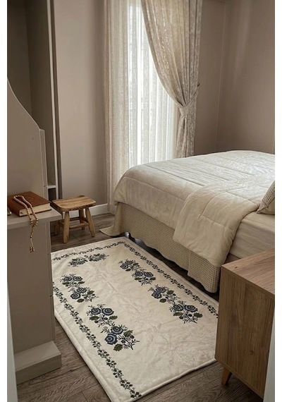 Kanaviçe Dijital Baskılı Kadife Tek Seccade 70x110cm Renkli