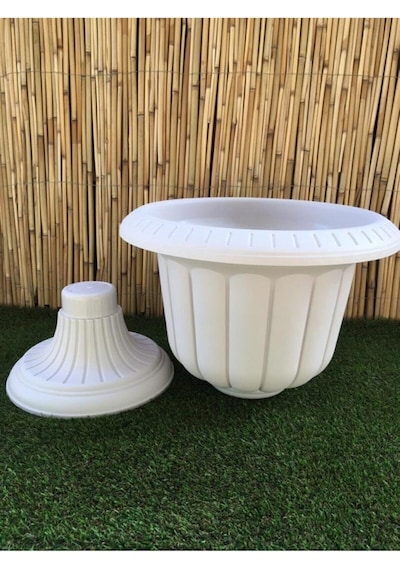 Tr Nergis Saksı 47,6x47,4 Cm 25,3 Lt Krem Saksı Ayaklı Saksı Plastik Saksı Çiçek Saksısı Bahçe Saksısı Diğer