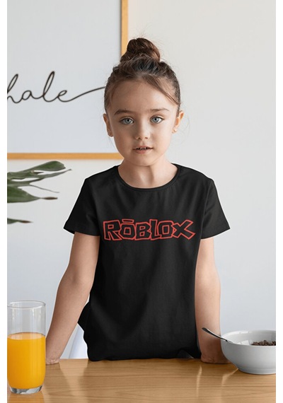 Sevbano Unisex Roblox Baskılı Oyun Çocuk Tişört 1-12 Yaş Siyah