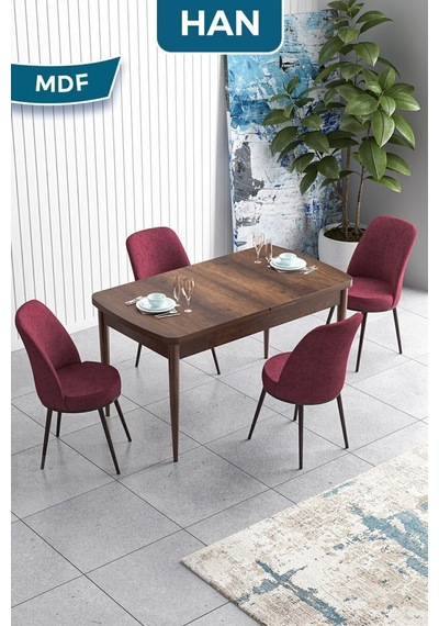 Canisa Han Serisi, 70x114 Açılabilir Mdf Masa Takımı Barok Ahşap Desen Masa 4 Bordo Sandalye Masa Barok Ahşap Sandalyeler Bordo Canisa Han Serisi, 70x114 Açılabilir Mdf Masa Takımı Barok Ahşap Desen Masa 4 Bordo Sandalye Masa Barok Ahşap Sandalyeler Bordo