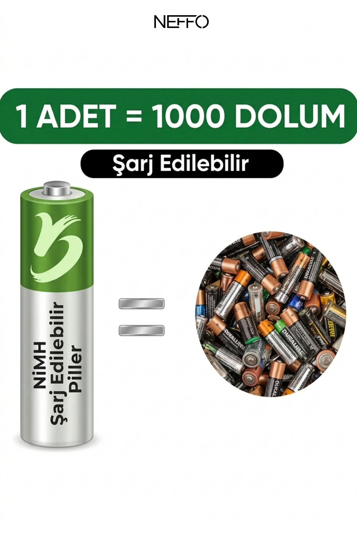 Usb Şarjlı Aa Şarj Edilebilir Pil 2800mwh 2'li Set