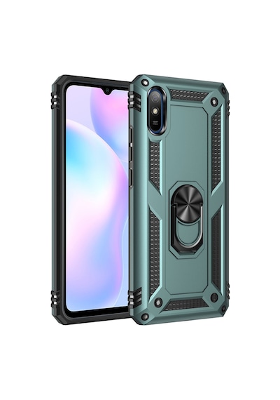 Xiaomi Redmi 9a Uyumlu Kılıf Sofya Yüzüklü Silikon Kapak - Yeşil
