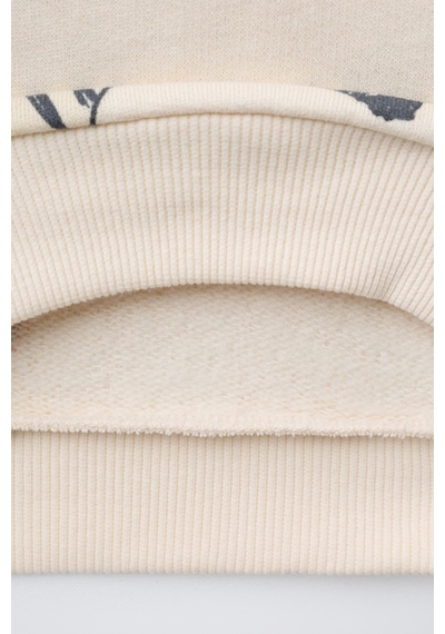 Magu Unisex Çocuk Pamuklu Krem Safari Hayvan Desenli Sweatshirt Ve Jogger Eşofman Takım Çok Renkli