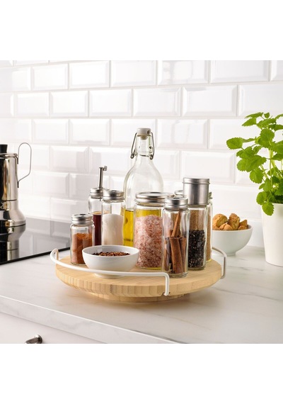 Dönen Tabla, Bambu, 28 Cm Açık Gri