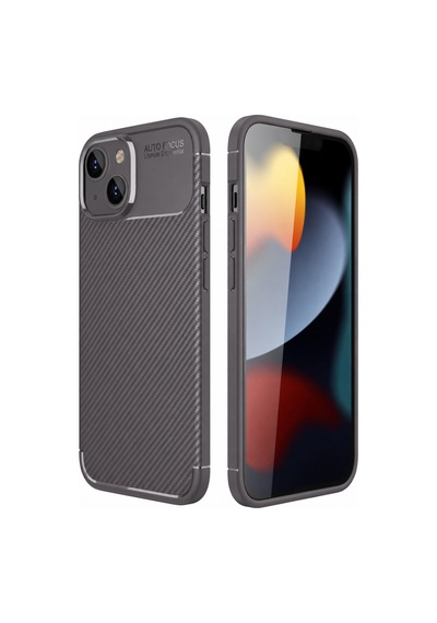 Apple iPhone  Uyumlu,  14 Kılıf Auto Focus Karbon Kapak - Gri