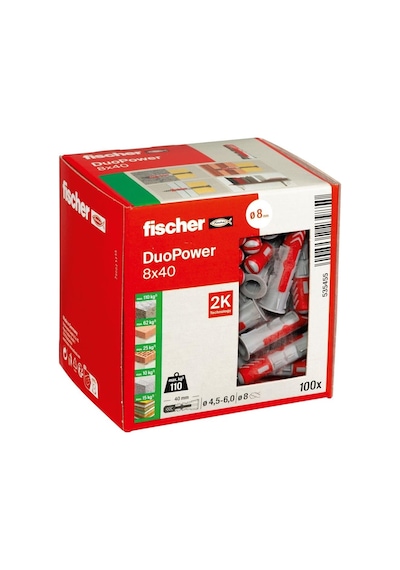 Ayrex Duopower 8 X 40, Evrensel Dübel, Güçlü 2 Bileşenli Dübel, Beton, Tuğla, Taş, Alçı Yapı Plakaları Vb. S