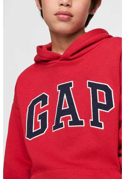 Gap Erkek Çocuk Relaxed Logolu Kapüşonlu Sweatshirt-11628 KIrmızı