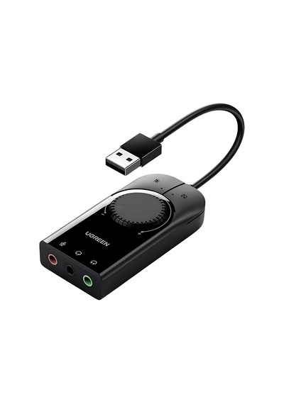 Ugreen Usb Harici Stereo Ses Kartı 15cm, Siyah, 40964