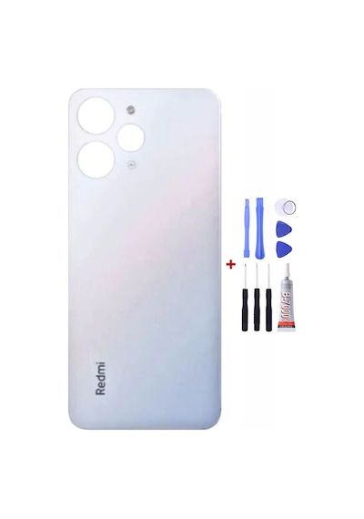Xiaomi Redmi 12 Beyaz Arka Cam Kapak Pil Kapağı Tamir Set B7000 Set Beyaz