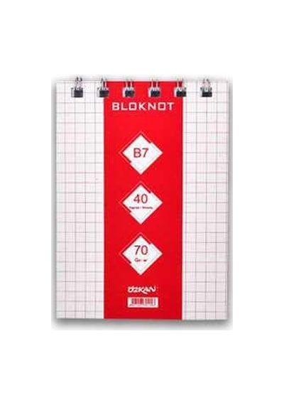 G0140 40 Yaprak Spiralli Bloknot No:2 Kareli