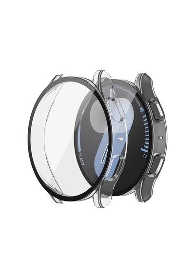 Novstrap Samsung Galaxy Watch 7 44mm İle Uyumlu Ekran Koruyucu Cam Ve Kasa Koruyucu Kılıf Sert Pc