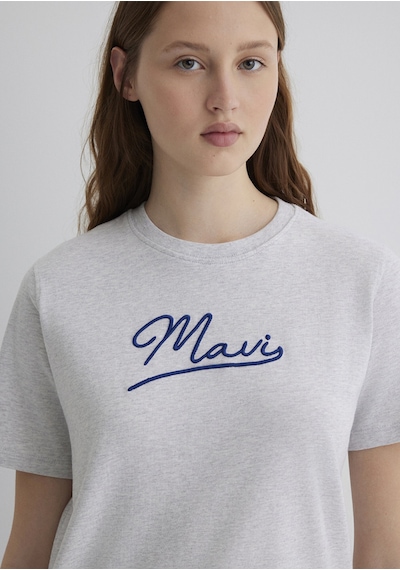 Mavi - Mavi Jeans Baskılı Gri Tişört 1612421-87033 Gri