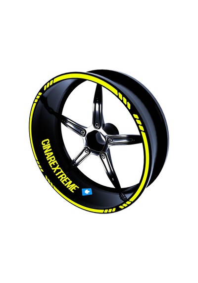 Moto Rider 4'lü Sticker Seti Floresan Sarı İç Dış Jant Şeridi Kask Ve Çamurluk Çınar Extreme
