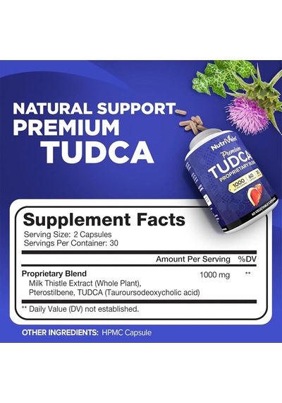 Nutrivein Tudca Milk Thistle Liver Wellness Support 1000 Mg - 60 Caps