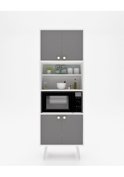 Floradesign Lavin180 Çok Amaçlı Dolap /fırın Dolabı /mutfak Organizeri Beyaz+antrasit