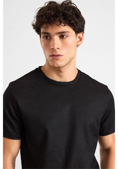 Süvari Siyah Regular Bisiklet Yaka Tişört Ts1014000469-s09