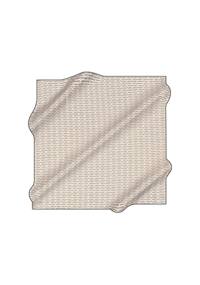 AKER 90 X 90 Zincir Desenli İpek Krep Saten Eşarp-8985701-312 Açık Pembe