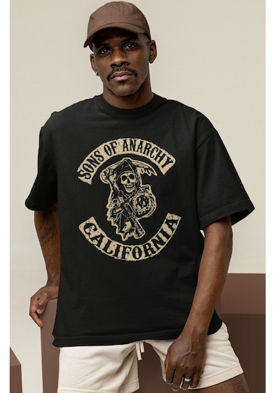 Tasarım Sons Of Anarchy Rock Metal Müzik Grubu Baskılı Unisex Ove Siyah