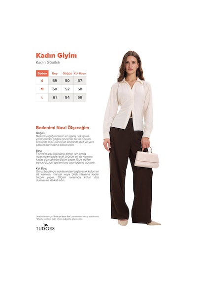 Tudors Kadın Slim Fit Dar Kesim Bel Ve Sırt Bağlamalı Ekru Gömlek-52081