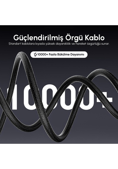 Ven-dens Vd-dcm02 Premium Lightning Örgülü Hızlı Şarj Kablosu - 3 Metre