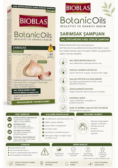 Bioblas Botanic Oils Sarımsak Şampuan 360 Ml Kokusuz Bitkisel Bakım Şampuanı Tüm Saç Tipleri