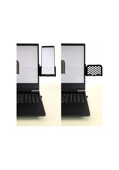 Alvera Monitor Telefon Tutucu 3d Baskı Petek Desenli Laptop Kenar Telefon Tutucu-siyah