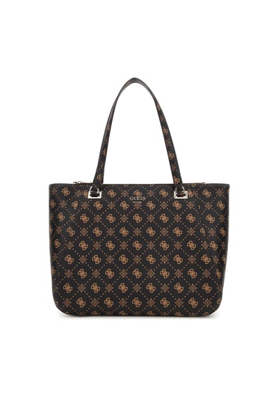 Guess Kadın Monogram Desenli Çok Bölmeli Tote Çanta - Kahverengi Kahverengi