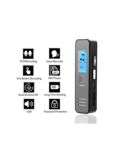 Dijital Ekranlı 32 Gb Ses Kayıt Cihazı Mp3 Çalar 350 Saat Kayıt