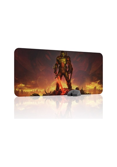 Doom Kaymaz Dikişli Kauçuk Oyuncu Mousepad V1 - 90x40 Xxl Gaming Mouse Pad Fare Altlığı
