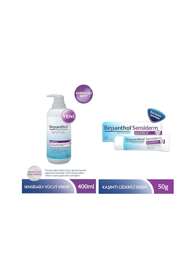 Bepanthol Sensidaily Pompalı Vücut Kremi 400 ML + Bepanthol Sensiderm Krem 50 G