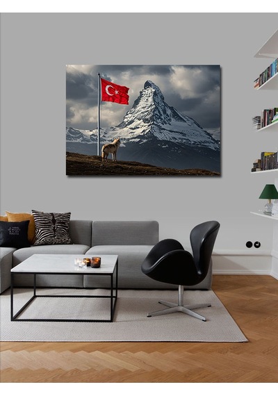 Kanvas Tablo Türk Bayrağı Ve Dağ