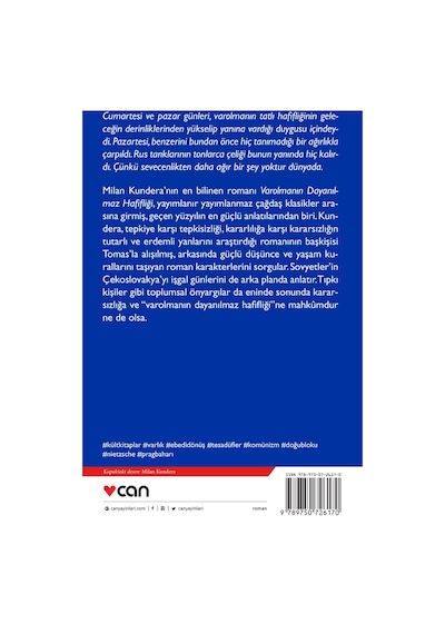 Varolmanın Dayanılmaz Hafifliği - Milan Kundera - Can Yayınları