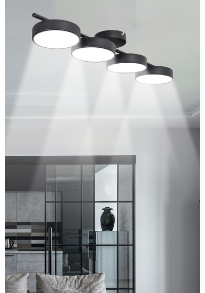 Tual Modern Salon Yatak Odası Giyinme Odası Mutfak Beyaz Işık Ledli Siyah Renk 4 Lü Led Avize Siyah4 Siyah4