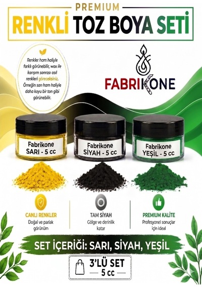 3'lü Set Premium Parafin Soya Wax Toz Mum Boyası Hobi Seti - 5 Cc Sarı, Siyah, Yeşil Bkfab3srsy5g Karışık